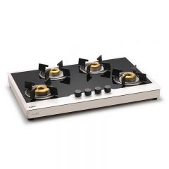 Glen 1074 FB BW AI FFD 4 Forged Brass Burner Glass Gas Hob Free Standing (Flame Failure Device)