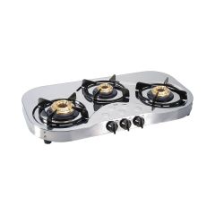 3 Burner Stainless Steel Gas Stove with High Flame Brass Burner (1035 SS HF BB)
