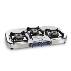 Glen 3 Burner Stainless Steel Gas Stove 1037 SSAL with Aluminium Alloy Burners (Silver)