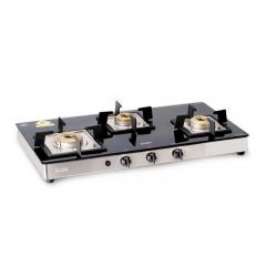 Glen 3 Burner Glass Gas Stove 1038 SQ GT AI Forged BB FFD (Flame Failure Device)