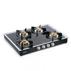 Glen 4 Burner Gas Stove 1048 GT Black Forged Burners Mirror Finish