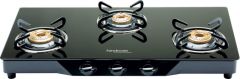 Hindware Armo GL 3B AI BLK - 3 Burner Auto Ignition Glass Cooktop
