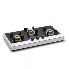 Glen 1073 FB BW AI FFD 3 Forged Brass Burner Glass Gas Hob Free Standing (Flame Failure Device)