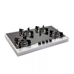 Glen 4 Burner Built in Glass Hob 1074 IN BW Stainless Steel Frame