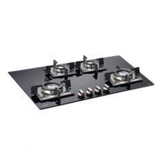 Glen 4 Burner Built In Glass Hob 1074 SQ Double Brass Burners