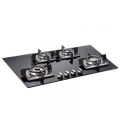 Glen 4 Burner Built In Glass Hob 1074 SQ Double Brass Triple Ring Burner