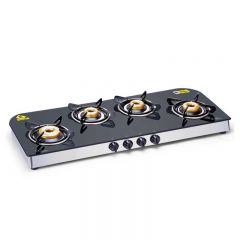 Glen 4 Burner Glass Cooktop 1049 GT Forged Brass Burner