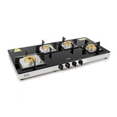 Glen 4 Burner Glass Cooktop 1049 SQ GT Forged Brass Burners