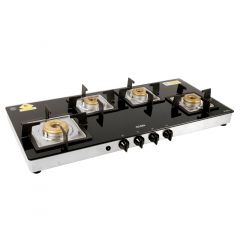 Glen 4 Burner Glass Cooktop 1049 SQ GT Forged Brass Burners Auto Ignition