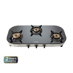 Hindware Franco 3B - 3 Brass Burner Gas Stove (Black)