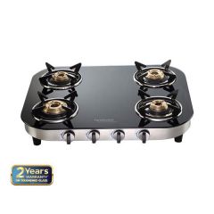 Hindware Franco 4B - 4 Brass Burner Gas Stove (Black)